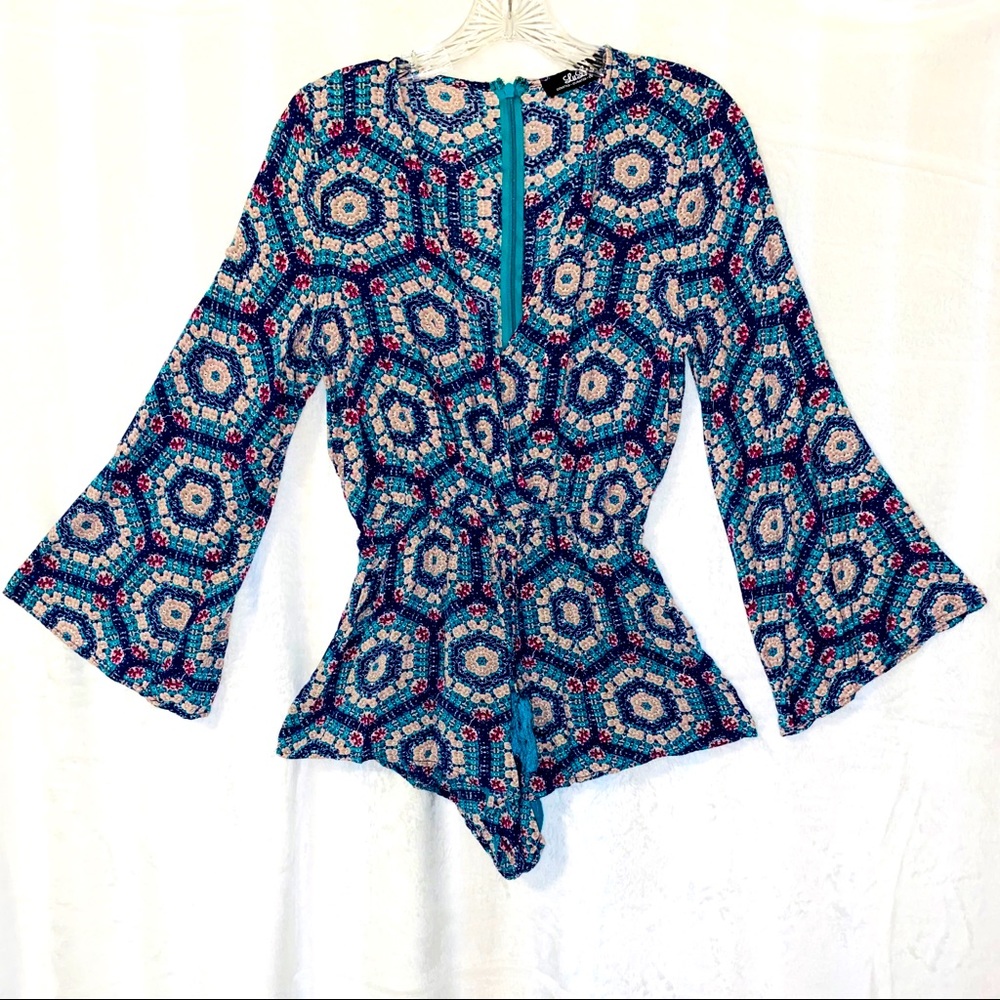 Lulus Retro Print Long Sleeve Romper